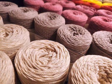 Bakış açısında makrom pamuk halat ruloları