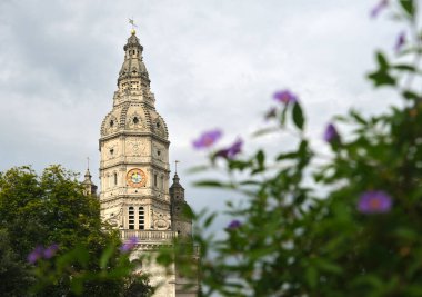 Abbey tower of Saint Amand les Eaux, architecture details. clipart