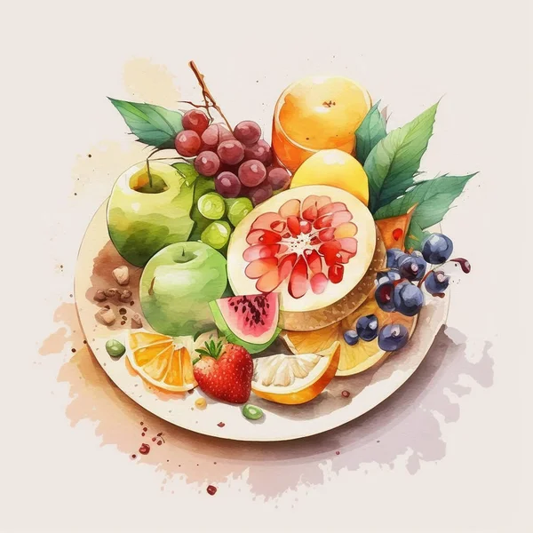 Abstracto Acuarela Pasteles Dulces Postres Frutas Manzana Dibujos Animados Aureate — Foto de Stock