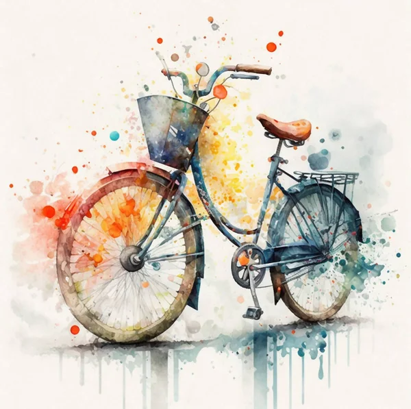 Rezumat Acuarelă Ilustrații Pictura Cerneală Biciclete Motociclete Mașini Camioane Camioane — Fotografie, imagine de stoc