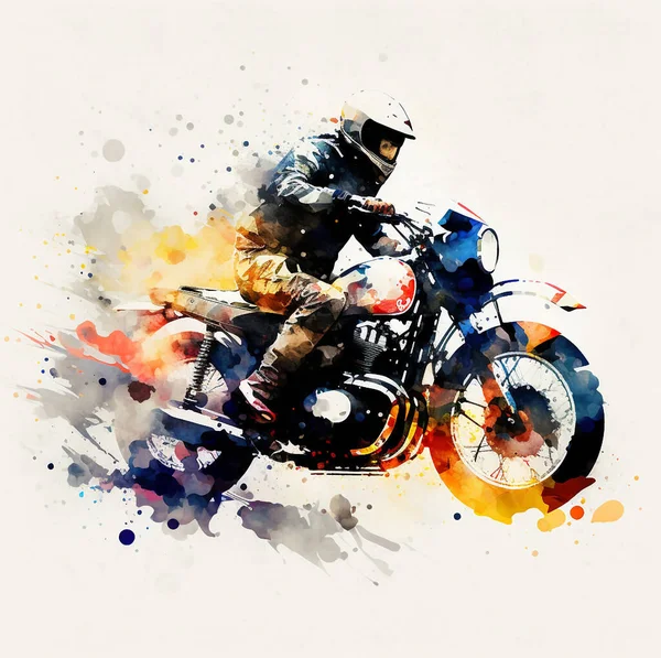 Abstract Watercolor Illustrations Ink Painting Bicycles Motorcycles Cars Pickup Trucks — Stock Photo, Image