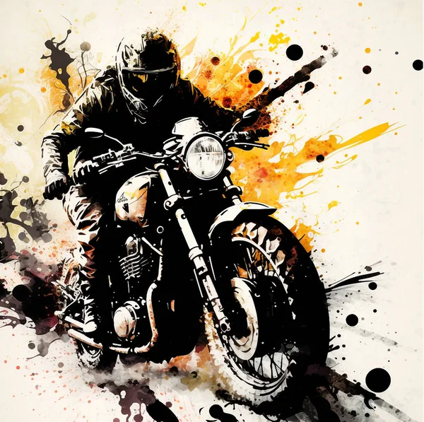 Soyut Suluboya Çizimler Mürekkep Boyası Bisikletler Motosikletler Motosikletler Arabalar Kamyonlar — Stok fotoğraf