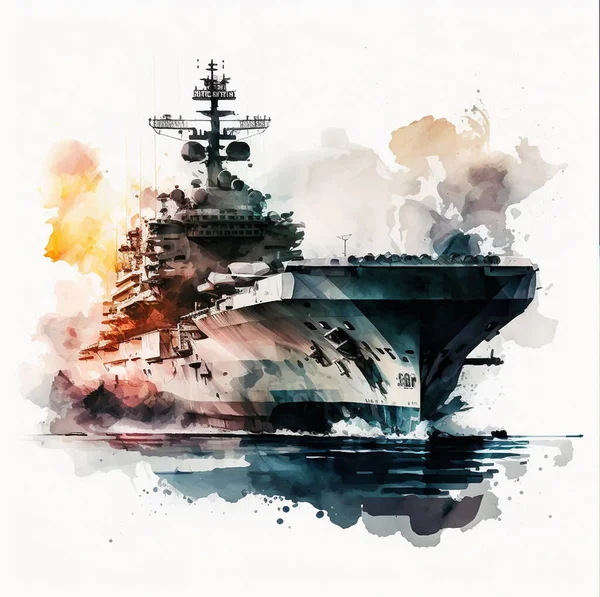 Streszczenie Akwarela Ilustracje Atrament Samolot Myśliwce Czołgi Rakiety Ufo Lotniskowiec — Zdjęcie stockowe