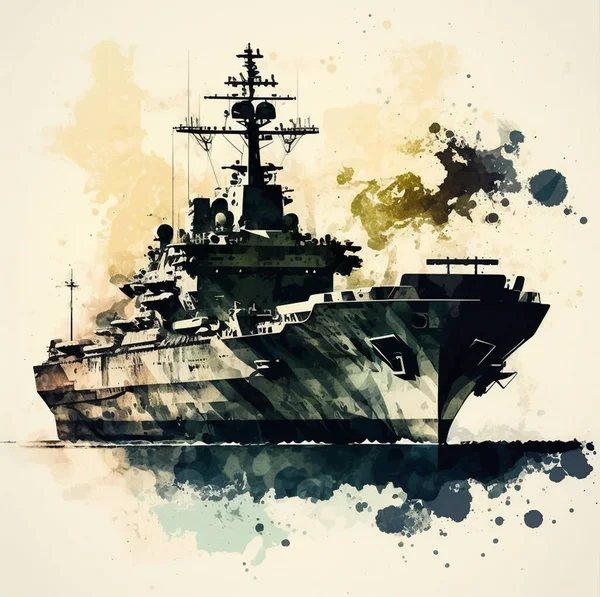 Abstrakt Aquarell Illustrationen Tinte Flugzeug Kampfflugzeug Panzer Raketen Ufo Ein — Stockfoto