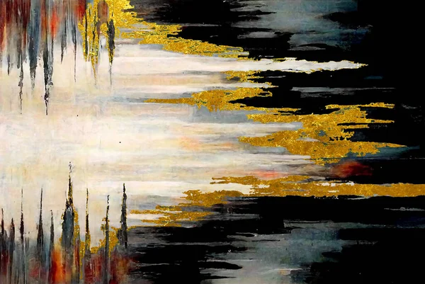 Αφηρημένη Τέχνη Χρυσό Μελάνι Ζωγραφική Σκιές Υφή Χρώμα Και Μόδα — Φωτογραφία Αρχείου