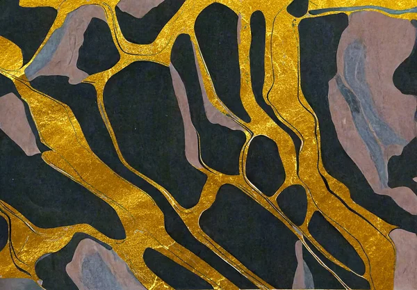 Abstraktní Umění Zlato Inkoust Stíny Textura Barva Móda Moderního Umění — Stock fotografie