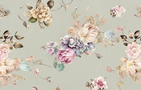 Özet Bitkiler Çiçekler Yapraklar Suluboya Sanat Çiçekler Modern Sanatın Moda — Stok fotoğraf