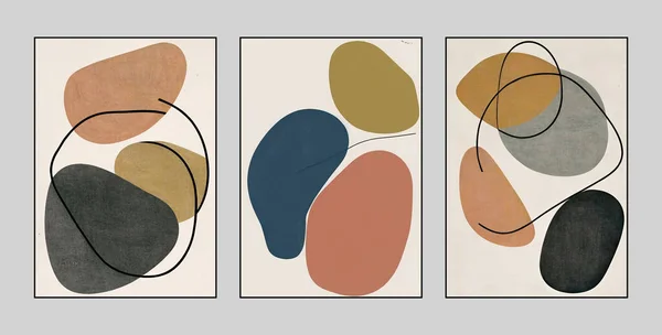Geometria Grafica Astratta Pittura Combinazione Colori Tre Figure Linea Arte — Foto Stock