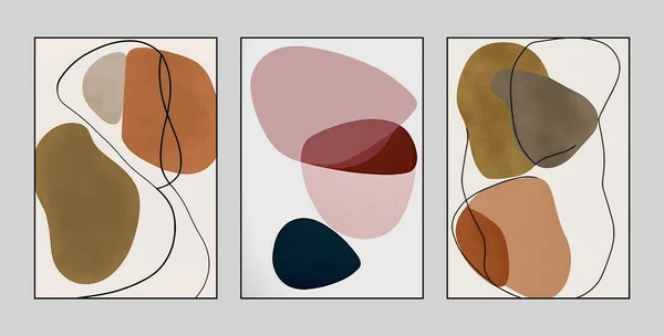 Grafische Abstrakte Geometrie Malerei Farbkombination Drei Figuren Linie Kunst Mode — Stockfoto