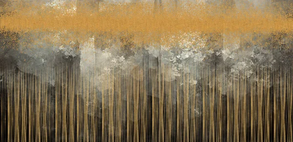 Αφηρημένη Τέχνη Χρυσός Ζωγραφική Μελάνι Γραμμή Χρυσό Σύρμα Σκιά Υφή — Φωτογραφία Αρχείου