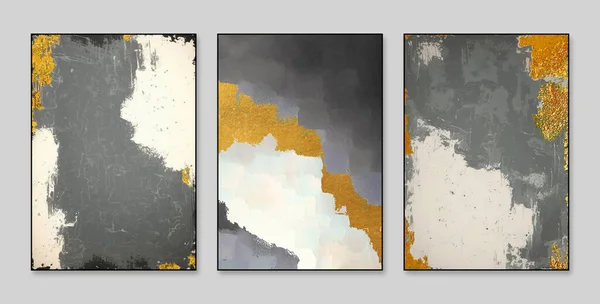 Abstract Three Figure Triptych Grain Gold Gold Oil Paintings Era — Stock Photo, Image