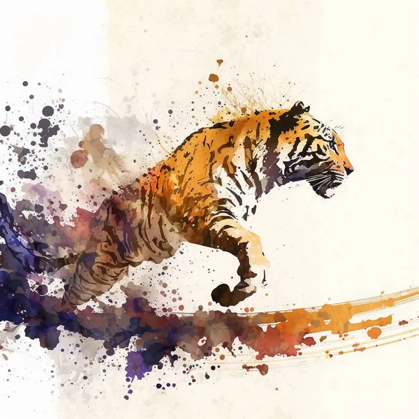 Sammanfattning Hästar Rådjur Tigrar Fisk Djur Levande Akvarell Stil Era — Stockfoto