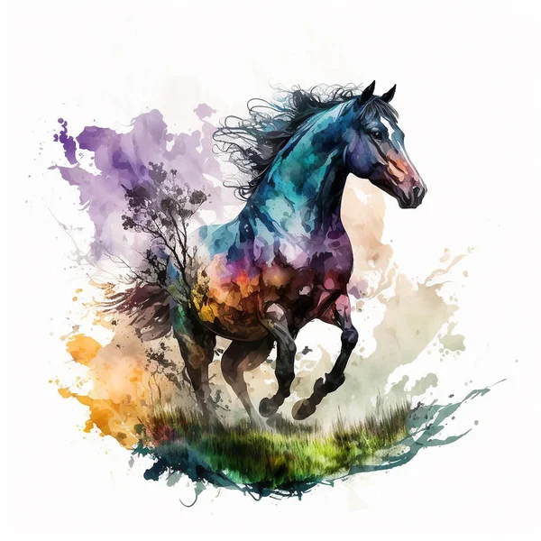 Abstrakt Koně Jeleni Tygři Ryby Zvířata Živé High Definition Akvarel — Stock fotografie