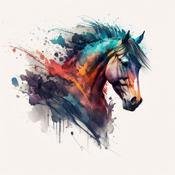 Abstrakt Koně Jeleni Tygři Ryby Zvířata Živé High Definition Akvarel — Stock fotografie