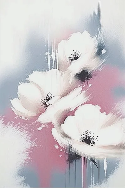Sammanfattning Blommor Växter Och Levande Akvarell Stil Era Bakgrund Väggkonst — Stockfoto