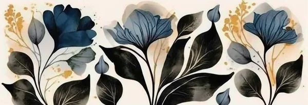 Absztrakt Virágok Növények Élénk Nagy Felbontású Akvarell Stílus Korszak Háttér — Stock Fotó