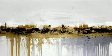Soyut sanat geçmişi. Doku ve parlak renk. Çağdaş sanat. Tablo sanat eserleri. Boya lekeleri. Boya fırçası. Modern sanat, altın