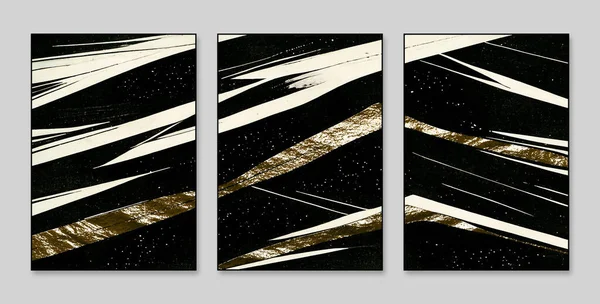 抽象美術の背景 現代美術 キャンバスの絵 芸術作品 抽象的な3つの背景壁の装飾絵画のセット — ストック写真