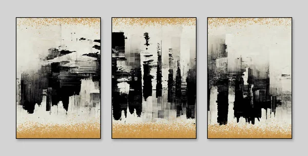 Abstrakt Konst Bakgrund Uppsättning Tre Abstrakta Målning Bakgrundsvägg För Dekoration — Stockfoto