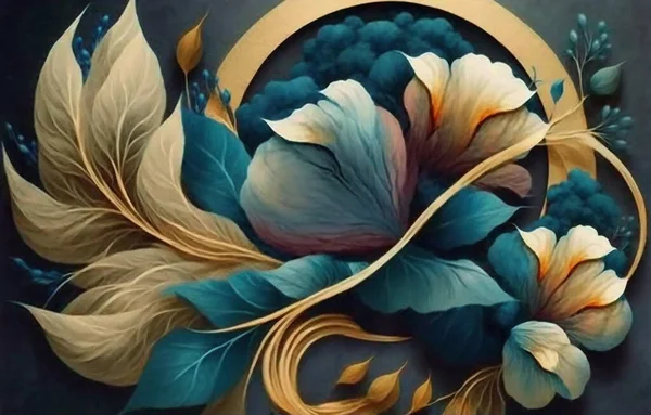 Eleganckie Piękne Kwiatowe Tło Stylu Renesansowym Abstrakcyjny Retro Dekoracyjne Kwiaty — Zdjęcie stockowe