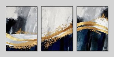 Soyut sanat geçmişi. Dekorasyon, doku ve parlak renk için üç soyut arkaplan duvarı. Çağdaş sanat. Sanat eserleri. Boya lekeleri. Boya fırçası. Modern sanat