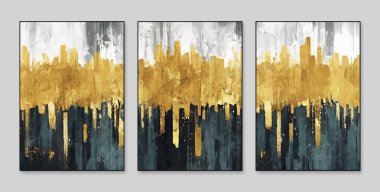 Soyut sanat geçmişi. Dekorasyon, doku ve parlak renk için üç soyut arkaplan duvarı. Çağdaş sanat. Sanat eserleri. Boya lekeleri. Boya fırçası. Modern sanat