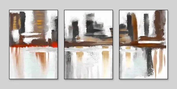 Abstrakte Kunst Eine Reihe Von Drei Abstrakten Malerei Hintergrundwand Für — Stockfoto