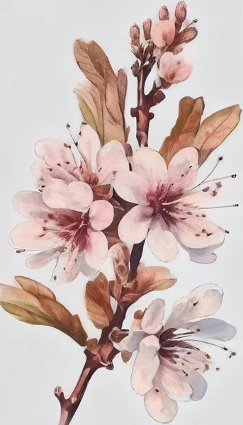 Abstrakt Blommor Blad Gräs Akvarell Aureate Växter Fashionabla Modern Konst — Stockfoto