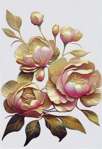 Περίληψη Λουλούδια Φύλλα Γρασίδι Ακουαρέλα Μελιτζάνες Μοντέρνα Τέχνη Τοίχο — Φωτογραφία Αρχείου