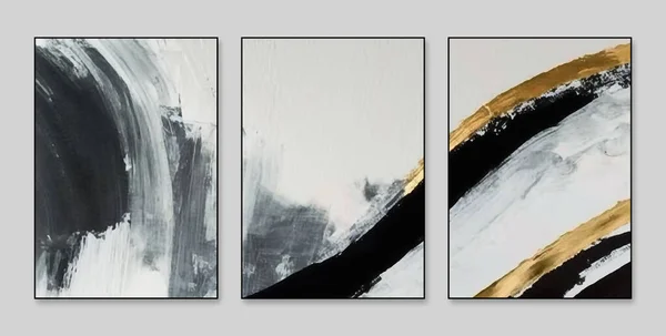 抽象美術の背景 質感と明るい色のための3つの抽象的な絵画の背景の壁のセット 現代美術 芸術作品 塗料のスポット 絵筆だ 現代美術 — ストック写真