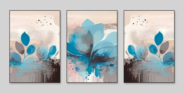 Abstrakt Konst Bakgrund Uppsättning Tre Abstrakta Målning Bakgrund Vägg Dekoration — Stockfoto