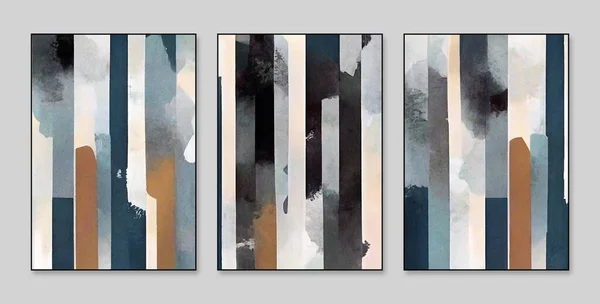Abstrakte Kunst Eine Reihe Von Drei Abstrakten Malerei Hintergrund Wanddekoration — Stockfoto