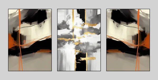 Abstrakte Kunst Eine Reihe Von Drei Abstrakten Malerei Hintergrund Wanddekoration — Stockfoto