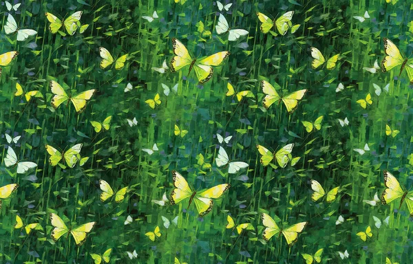 Moderne Blumen Blumen Pflanzen Blatt Ahornblatt Nahtlos Keramikfliesen Abstrakte Ölgemälde — Stockfoto