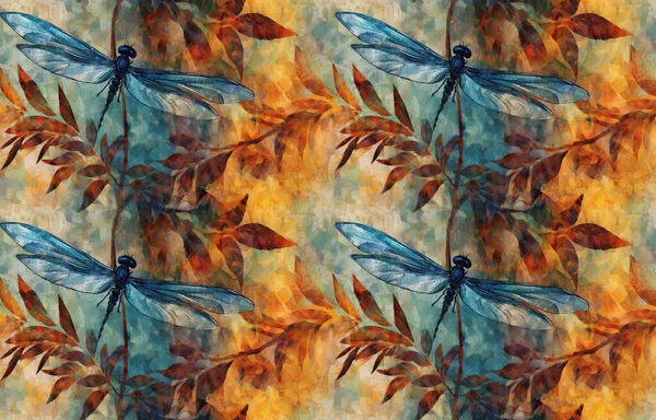 Moderne Kunst Nahtlose Figur Pflanzen Bäume Keramikfliesen Tiere Schildkröte Adler — Stockfoto