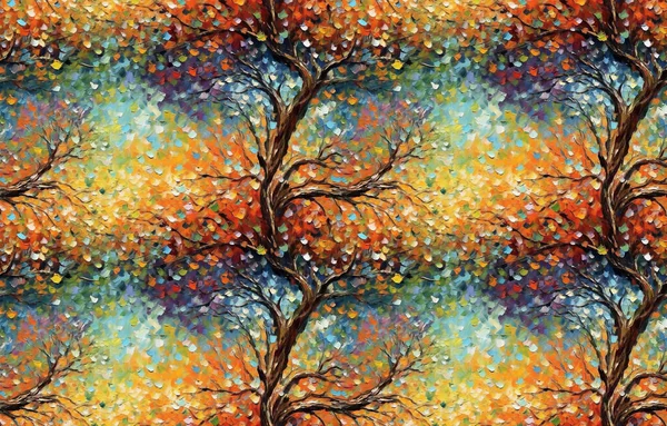 Σύγχρονη Τέχνη Απρόσκοπτη Μορφή Φυτά Δέντρα Κεραμικά Πλακάκια Φύλλα Αφηρημένη — Φωτογραφία Αρχείου