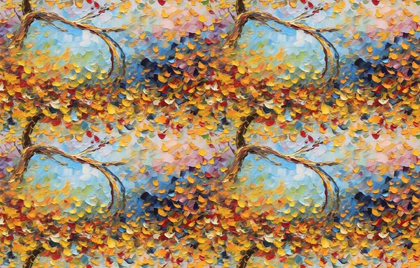 Moderní Umění Bezešvé Postavy Rostliny Stromy Keramické Dlaždice Listy Abstraktní — Stock fotografie