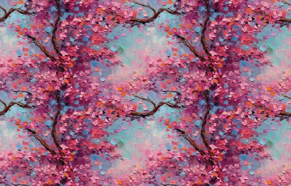Sztuka Nowoczesna Rośliny Drzewa Obrazy Olejne Nóż Paletowy Chiński Wiatr — Zdjęcie stockowe