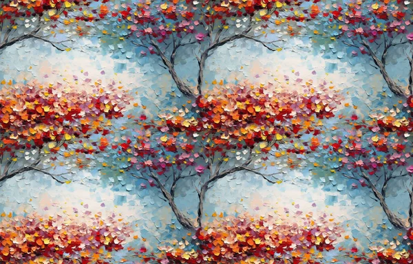 Moderne Kunst Pflanzen Bäume Ölgemälde Palettenmesser Chinesischer Wind — Stockfoto