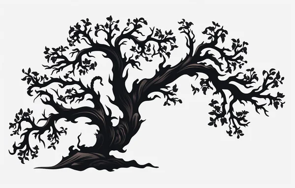 White Background Black Element Plants Flowers Trees Leaves Svg — 图库照片