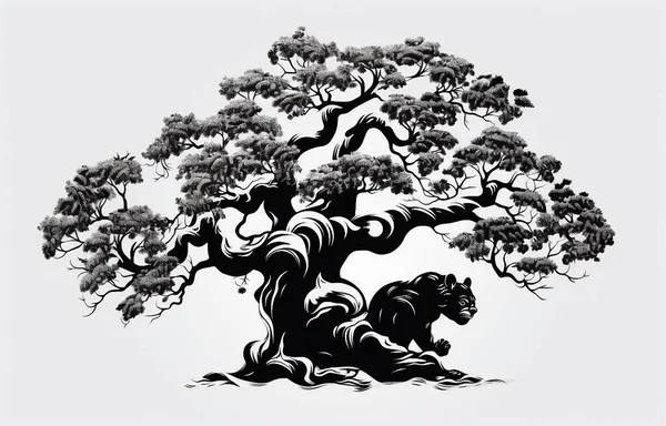 Білий Фон Чорний Елемент Рослини Квіти Дерева Листя Svg — стокове фото
