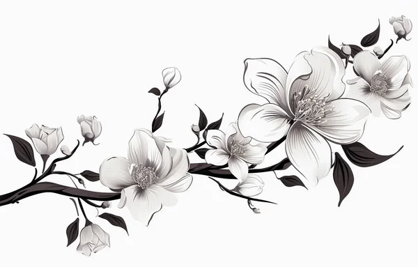 Белый Фон Черный Элемент Растения Цветы Деревья Листья Svg — стоковое фото