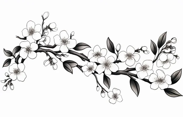 Білий Фон Чорний Елемент Рослини Квіти Дерева Листя Svg — стокове фото