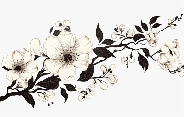 Белый Фон Черный Элемент Растения Цветы Деревья Листья Svg — стоковое фото
