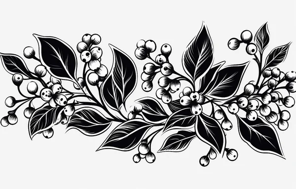 Ein Weißer Hintergrund Schwarzes Element Pflanzen Blumen Bäume Blätter Svg — Stockfoto