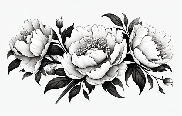 Ένα Λευκό Φόντο Μαύρο Στοιχείο Φυτά Λουλούδια Δέντρα Φύλλα Svg — Φωτογραφία Αρχείου