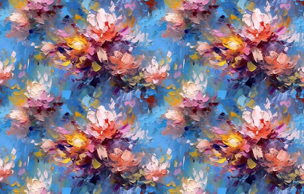 Művészet Növények Virágok Erdő Olajfestmény Tinta Akvarell Zökkenőmentes Kerámia Csempe — Stock Fotó