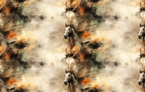 Arte Piante Fiori Foresta Cavallo Pittura Olio Inchiostro Acquerello Senza — Foto Stock