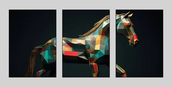 Abstraktes Aquarell Farbe Sanlian Blätter Goldelement Tiere Pflanzen Blumen Pferde — Stockfoto