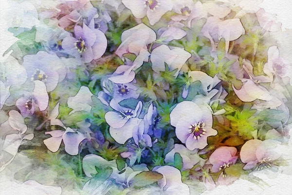 Akwarela Kolorowe Kwiaty Projekt Artystyczny — Zdjęcie stockowe